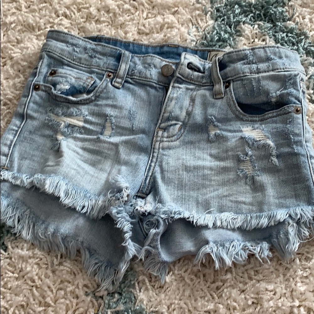 Distressed jean shorts